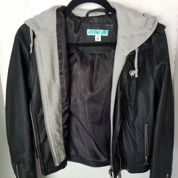 dina be Jackets & Blazers - Dina Be Hooded Leather Jacket